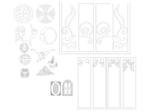  花纹镂空 雕花花纹 木雕花CAD图库 
