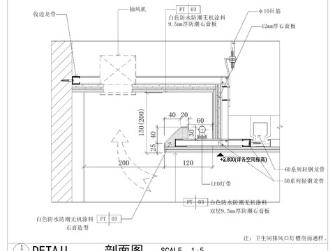  6种灯槽出风口cad节点大样 
