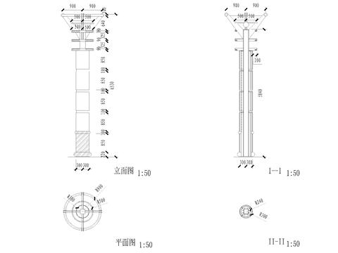  造型燈柱cad詳圖 