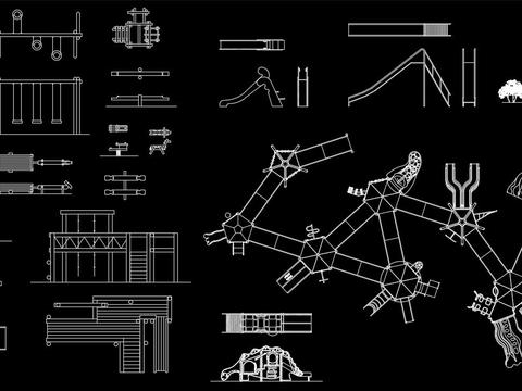  儿童游乐场设施cad图库 