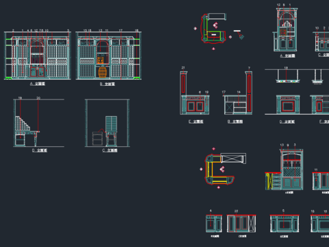 酒窖酒柜cad图纸 