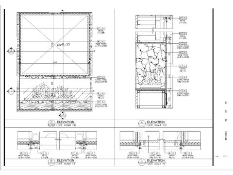  壁炉电视造型墙cad大样图 