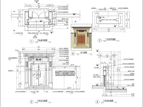  入口门头cad大样图 