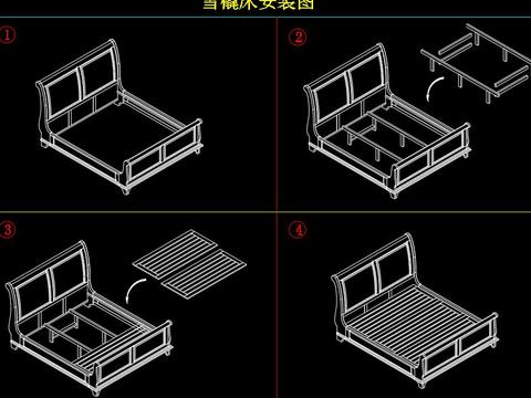  圣诞雪橇床cad图库 
