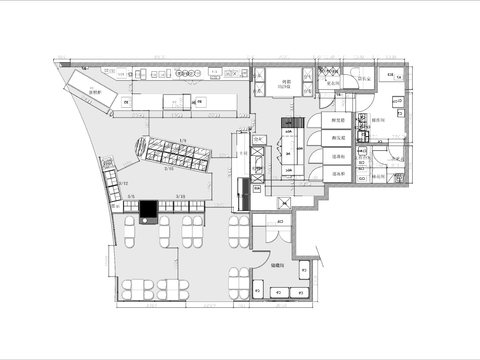  60㎡烘焙店cad平面图 