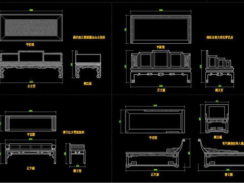  23款中式床CAD图块 