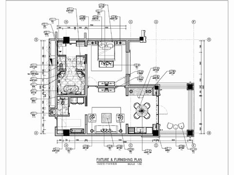  120㎡酒店豪華客房套房室內(nèi)cad施工圖 