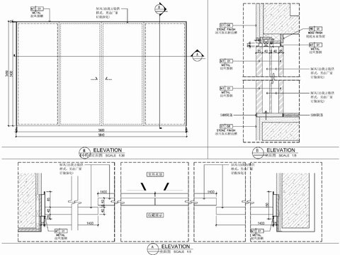  滑动屏风隔断 活动屏风cad大样图 