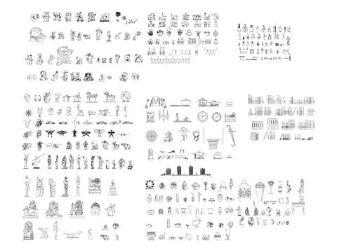  百款立面装饰品模块CAD图库 