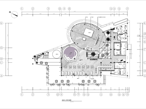  售楼中心接待大厅cad平面图 