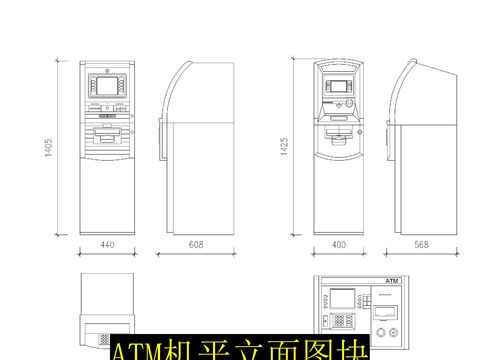  ATM机平立面cad图库 