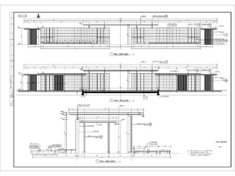  中轴入口廊架cad大样图 