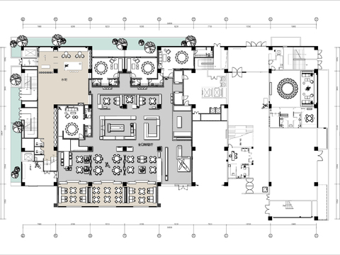  酒店全日餐厅cad平面图 