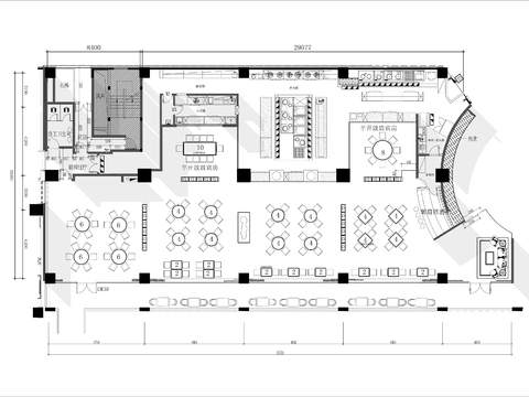  700㎡中餐厅cad平面图 