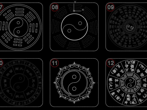  太极八卦cad图库 