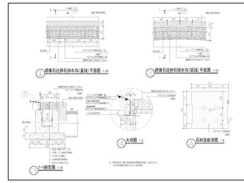  路緣石邊排水溝cad大樣圖 