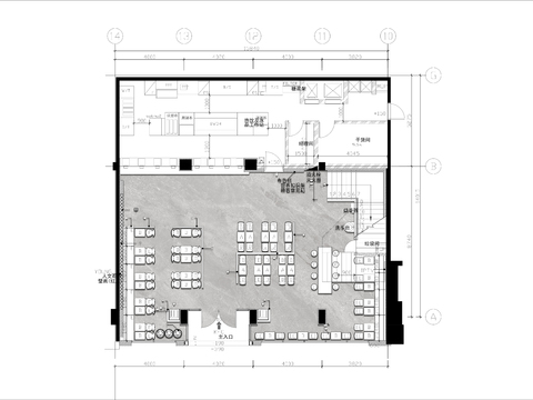  240㎡快餐店cad平面图 