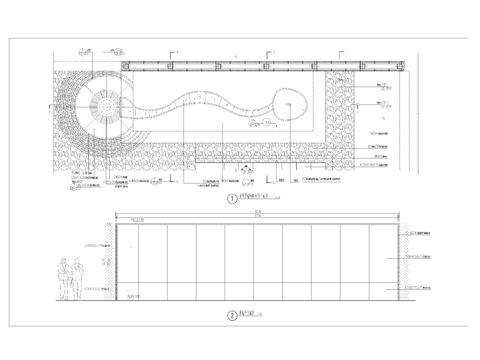  水景景墙 平面节点大样图 