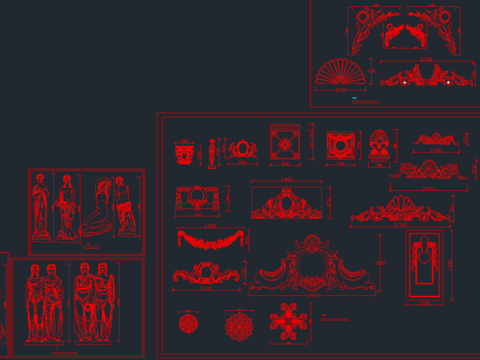  花式浮雕雕塑节点大样图 