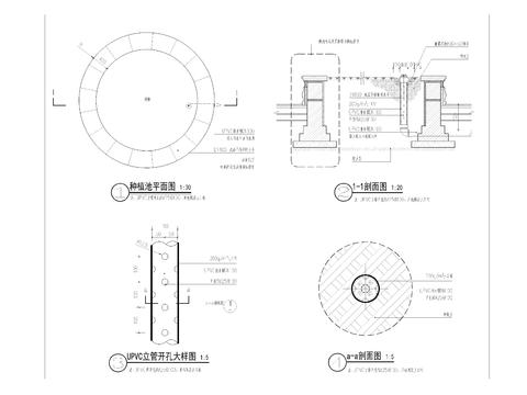  樹池排水做法 平面剖面圖 節(jié)點大樣圖 