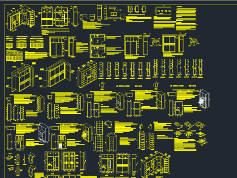  整木家居衣柜酒柜书桌床玄关柜cad图库 