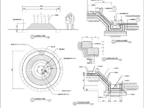  跌水池CAD施工图 