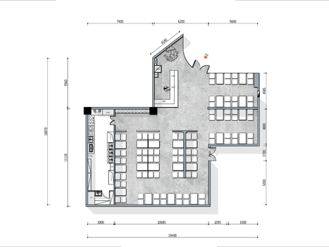  260㎡西餐厅cad平面图 