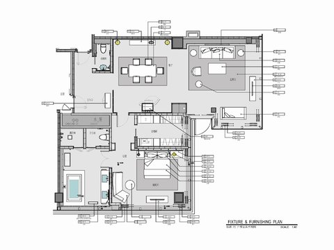  150㎡酒店豪華客房套房CAD施工圖 
