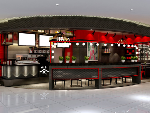  工業(yè)風(fēng)奶茶咖啡店cad施工圖 