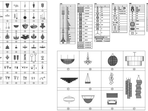  灯具吊灯cad图库 