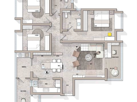  145平家居彩平PSD cad平面图 