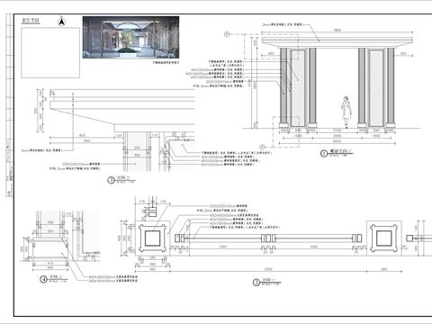  不锈钢网廊架细部节点大样 