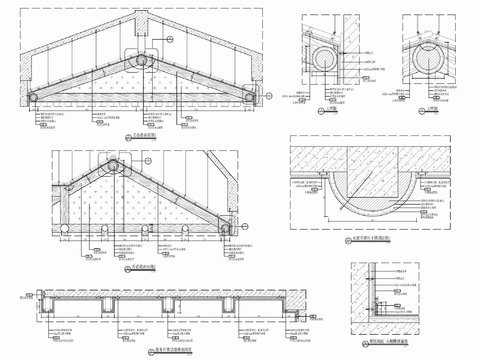  斜屋顶仿木纹（水泥直塑）假梁节点详图 木梁 斜屋顶 水泥直塑cad大样图 