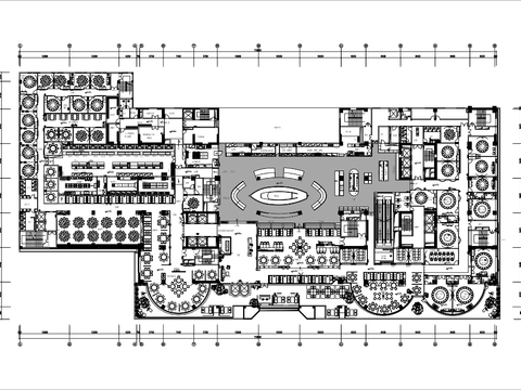  6000㎡酒店全日餐厅cad平面图 
