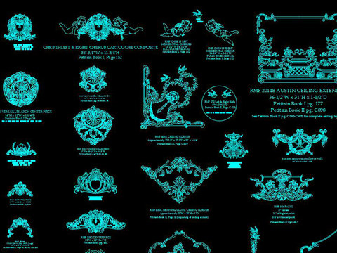  经典法式雕花cad图库 