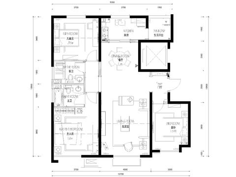  欧式户型样板房cad施工图 
