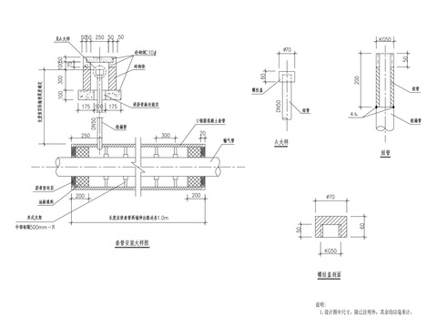  市政燃气套管安装CAD节点大样 