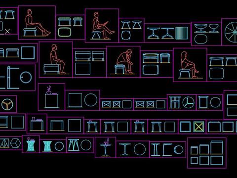  箱式凳子cad图库 