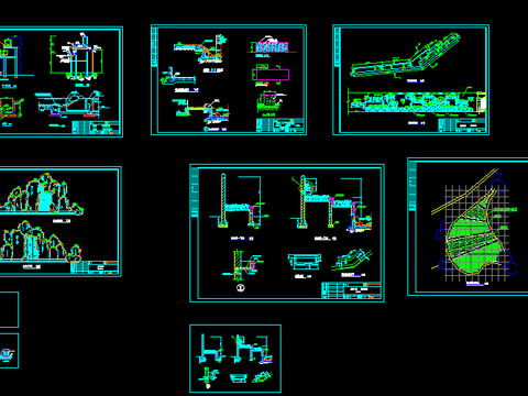  假山瀑布平立节点大样 