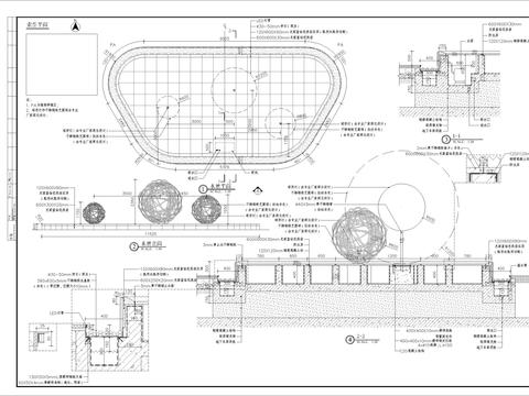  特色雕塑水景细部节点大样 