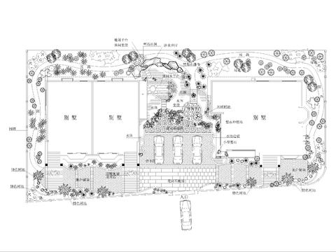  别墅景观方案设计cad平面图 