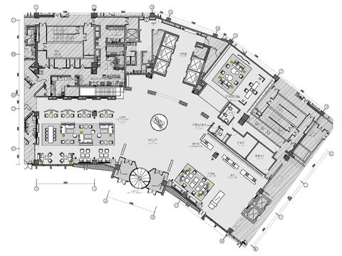  酒店大堂cad平面图 