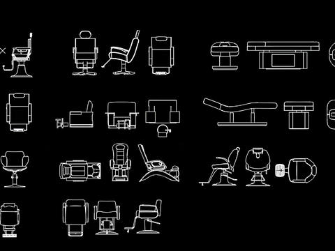  理发店椅子cad图库 