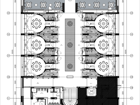  1500㎡酒店餐厅cad平面图 