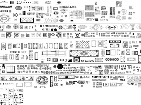  欧式拼图雕花cad图库 