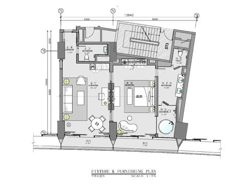  120㎡酒店行政套房客房CAD施工圖 