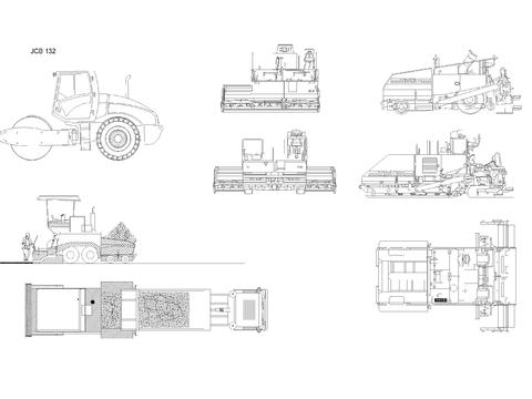  道路施工机械 沥青铺路 压路机cad图库 