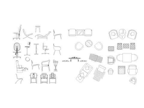  室内外桌椅摆件cad图库 