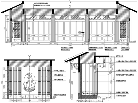  寺廟寺院佛堂CAD施工圖 