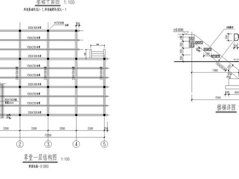  仿古草堂建筑结构cad施工图 